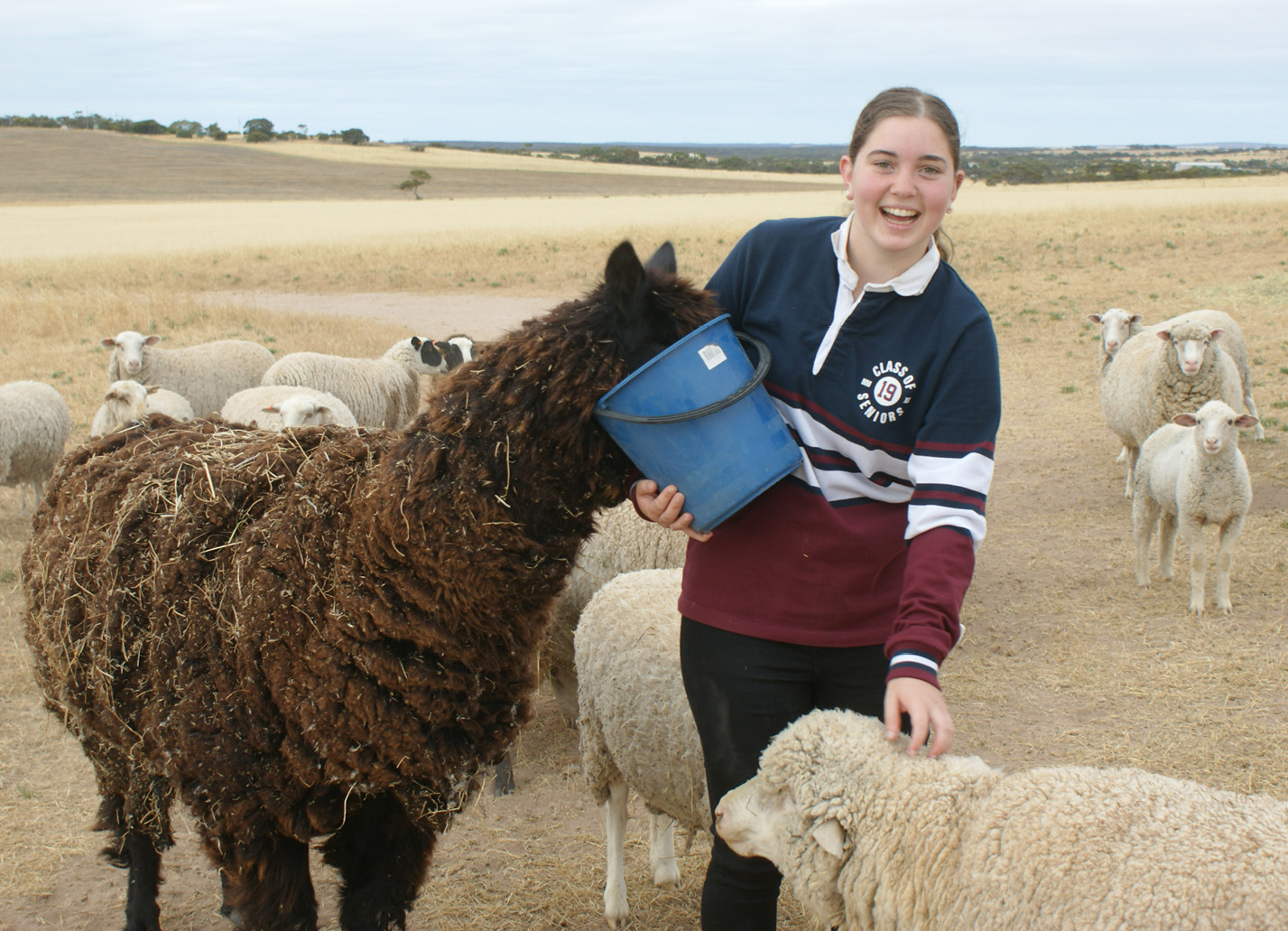 Stephanie Redden feeding animals in regional South Australia
